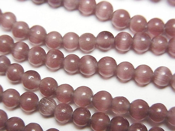 [Video] Purple color Cat's Eye Round 4mm 1strand beads (aprx.14inch/35cm)