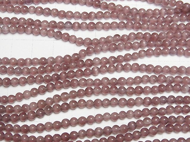 [Video] Purple color Cat's Eye Round 4mm 1strand beads (aprx.14inch/35cm)