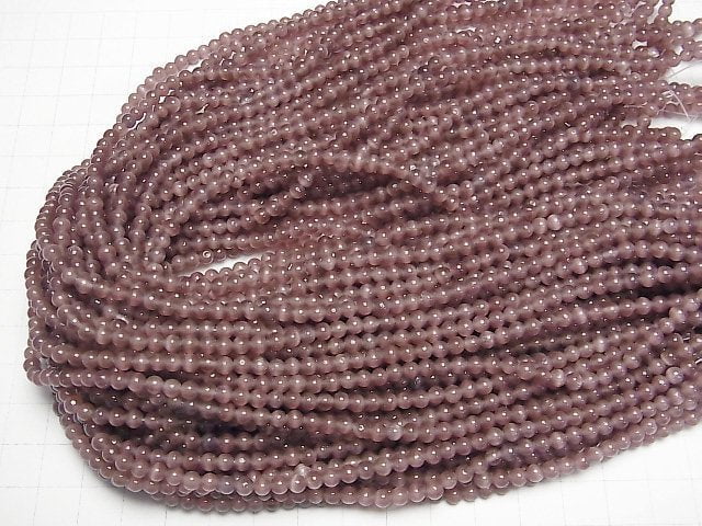 [Video] Purple color Cat's Eye Round 4mm 1strand beads (aprx.14inch/35cm)