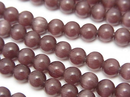 1strand $2.39! Purple Color Cat's Eye (Glass) Round 6mm 1strand (aprx.15inch / 36cm)