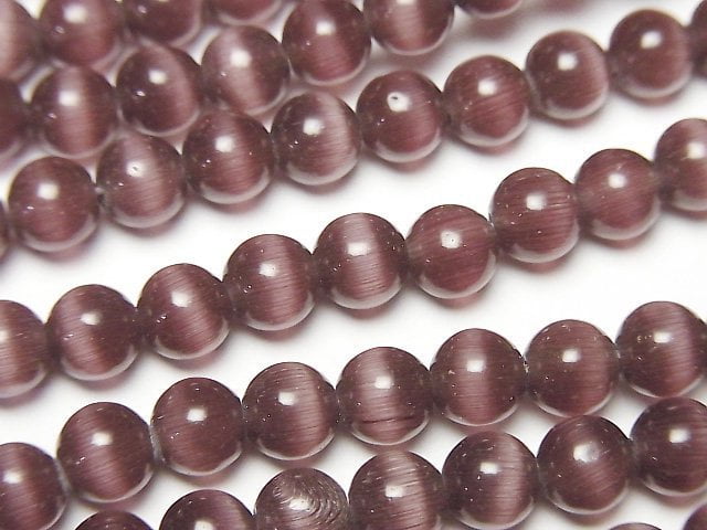 [Video] Purple color Cat's Eye Round 6mm 1strand beads (aprx.15inch/36cm)