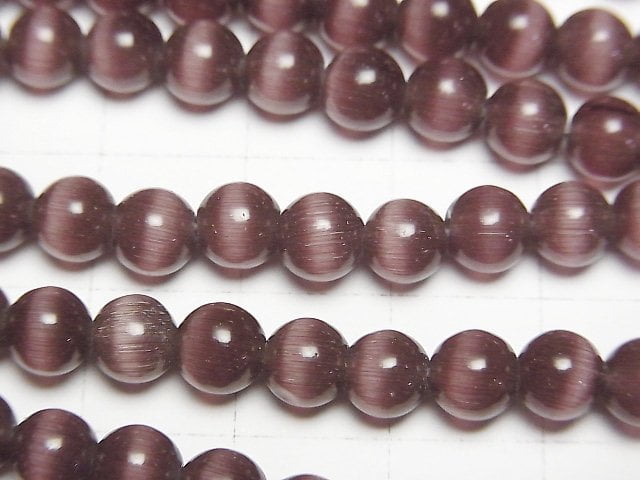 [Video] Purple color Cat's Eye Round 6mm 1strand beads (aprx.15inch/36cm)