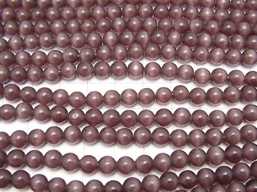 1strand $2.39! Purple Color Cat's Eye (Glass) Round 6mm 1strand (aprx.15inch / 36cm)