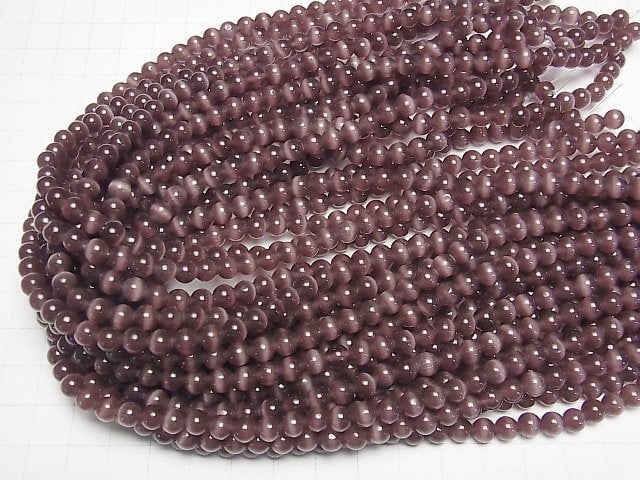 [Video] Purple color Cat's Eye Round 6mm 1strand beads (aprx.15inch/36cm)