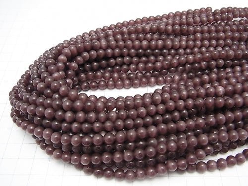 1strand $2.39! Purple Color Cat's Eye (Glass) Round 6mm 1strand (aprx.15inch / 36cm)