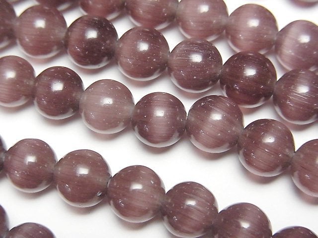 [Video] Purple color Cat's Eye Round 8mm 1strand beads (aprx.14inch/34cm)