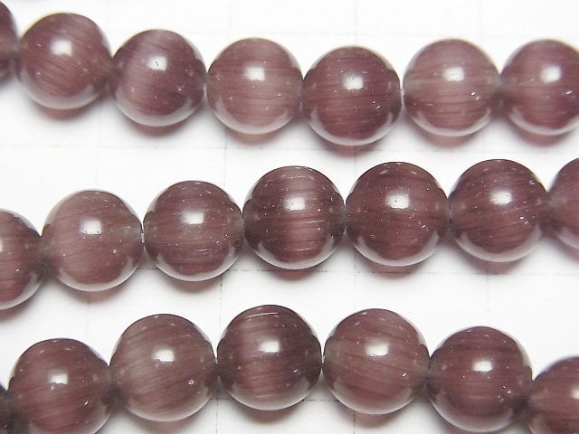 [Video] Purple color Cat's Eye Round 8mm 1strand beads (aprx.14inch/34cm)