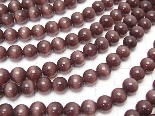 [Video] Purple color Cat's Eye Round 8mm 1strand beads (aprx.15inch / 36cm)