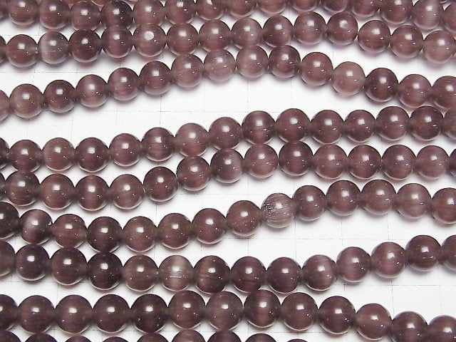 [Video] Purple color Cat's Eye Round 8mm 1strand beads (aprx.14inch/34cm)