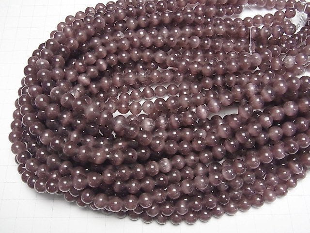 [Video] Purple color Cat's Eye Round 8mm 1strand beads (aprx.14inch/34cm)