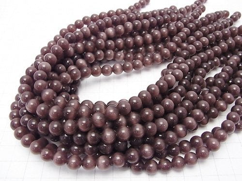 [Video] Purple color Cat's Eye Round 8mm 1strand beads (aprx.15inch / 36cm)