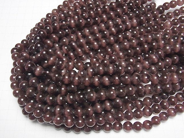 [Video] Purple color Cat's Eye Round 9.5mm 1strand beads (aprx.14inch/34cm)