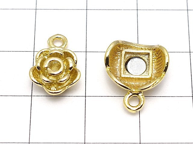 Metal Parts Magnetic Clasp with Jump Ring 20 x 13 x 9 mm Flower 2 pcs