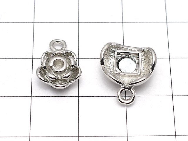 Metal Parts Magnetic Clasp with Jump Ring 20 x 13 x 9 mm Flower 2 pcs