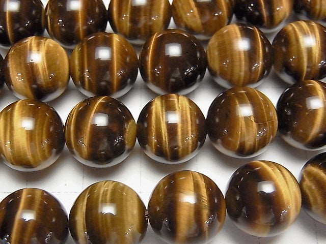 [Video] Yellow Tiger's Eye AAA Round 12mm 1/4 or 1strand beads (aprx.15inch/37cm)