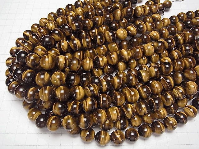 [Video] Yellow Tiger's Eye AAA Round 12mm 1/4 or 1strand beads (aprx.15inch/37cm)