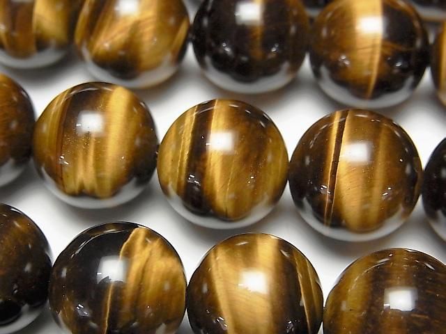 [Video] Yellow Tiger's Eye AAA Round 14mm 1/4 or 1-strand beads (approx. 15 inches/36 cm)