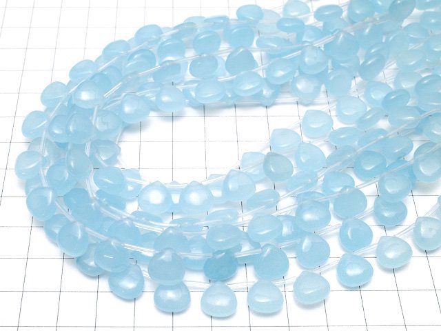 Light Blue Jade Chestnut 10x10x5mm half or 1strand beads (aprx.15inch/38cm)