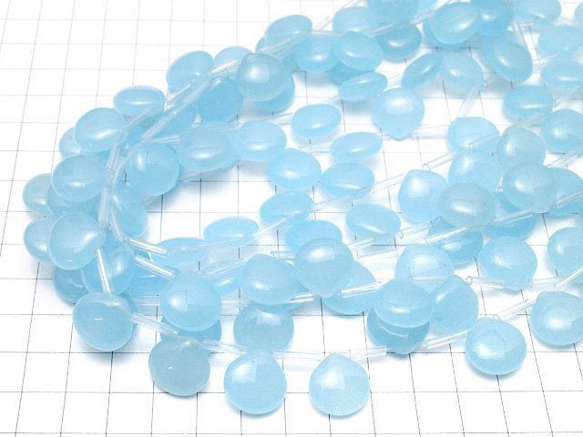 Light Blue Jade Chestnut 15x15x7mm half or 1strand beads (aprx.15inch/38cm)