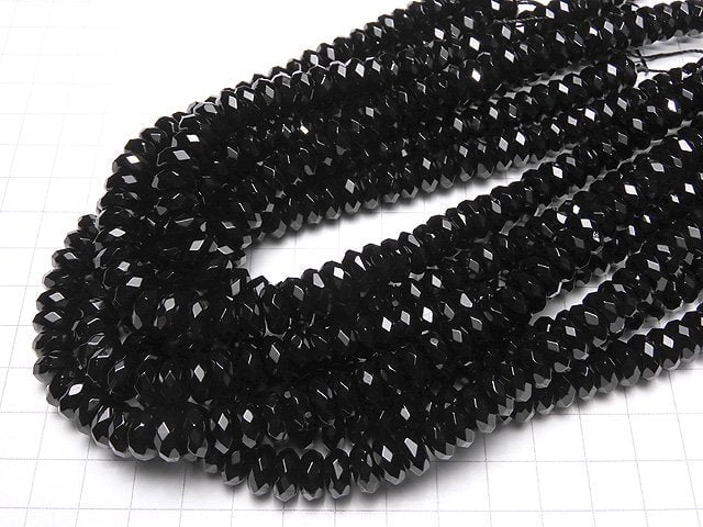 Onyx  Faceted Button Roundel 10x10x5mm half or 1strand beads (aprx.15inch/36cm)