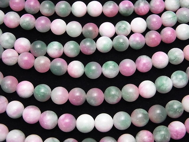 Pink & Green Jade Round 8mm 1strand beads (aprx.15inch / 38cm)