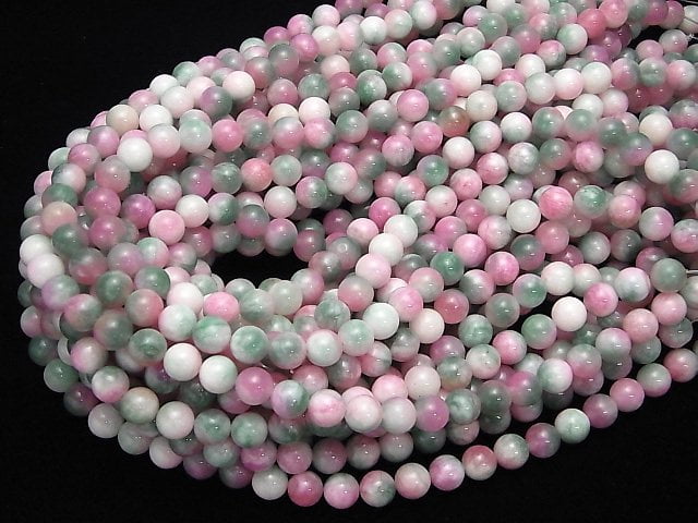 Pink & Green Jade Round 8mm 1strand beads (aprx.15inch / 38cm)