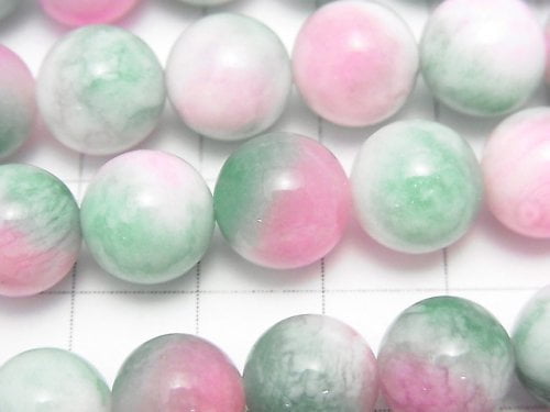 1strand $5.79! Pink & Green Jade Round 10mm 1strand beads (aprx.15inch / 37cm)
