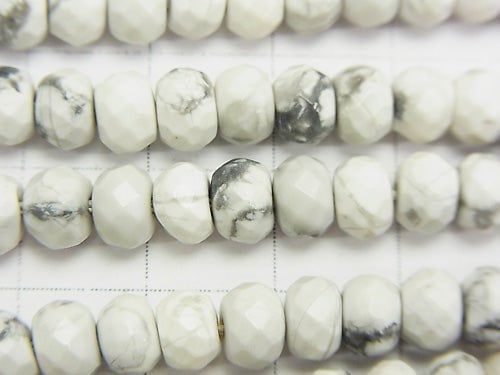 1strand $9.79! Howlite Magnesite  Faceted Button Rondelle 6x6x4mm 1strand beads (aprx.15inch/37cm)