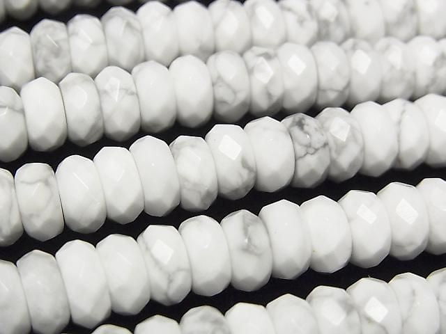 Howlite Magnesite  Faceted Button Rondelle 8x8x4mm half or 1strand beads (aprx.15inch/38cm)