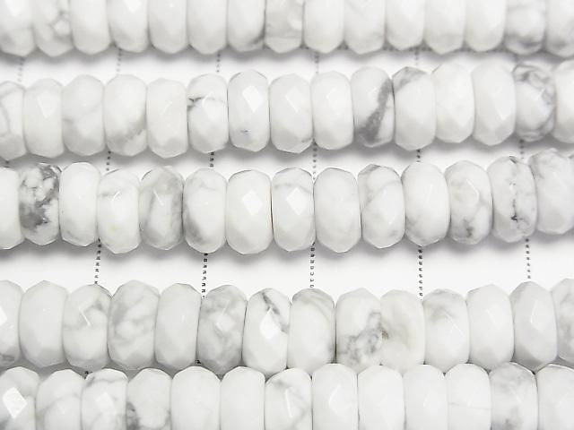 Howlite Magnesite  Faceted Button Rondelle 8x8x4mm half or 1strand beads (aprx.15inch/38cm)