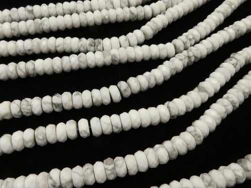 Howlite Magnesite  Faceted Button Roundel 8x8x4 half or 1strand beads (aprx.15inch/38cm)