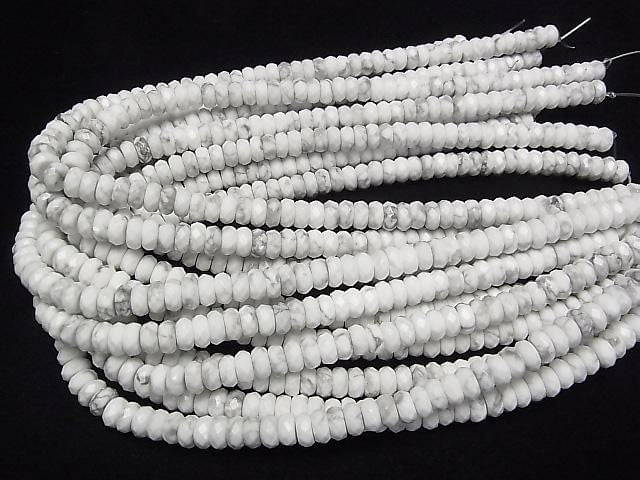 Howlite Magnesite  Faceted Button Rondelle 8x8x4mm half or 1strand beads (aprx.15inch/38cm)