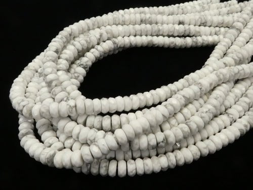 Howlite Magnesite  Faceted Button Roundel 8x8x4 half or 1strand beads (aprx.15inch/38cm)