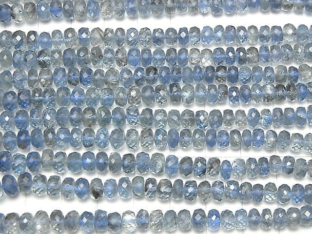 [Video]High Quality Santa Maria Aquamarine AAAA Faceted Button Roundel Size Gradation half or 1strand beads (aprx.17inch / 42 cm)