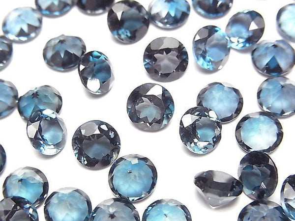 [Video]High Quality London Blue Topaz AAA Loose stone Round Faceted 7x7mm 2pcs