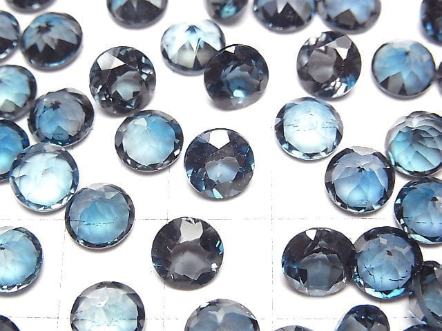 [Video]High Quality London Blue Topaz AAA Loose stone Round Faceted 7x7mm 2pcs