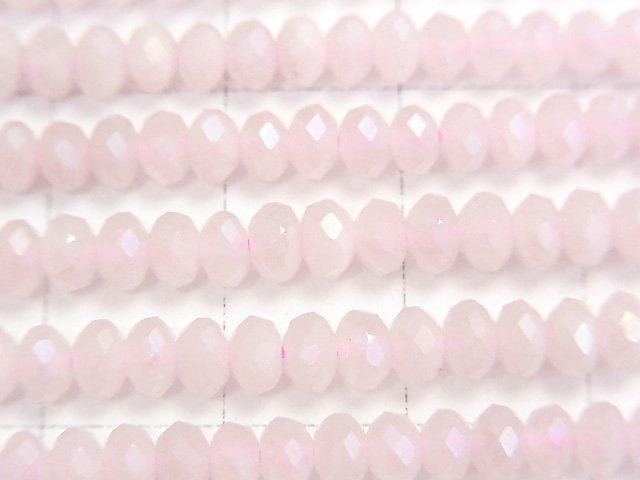 [Video]High Quality! Flash,Rose Quartz Faceted Button Roundel 4x4x3mm 1strand beads (aprx.15inch/37cm)