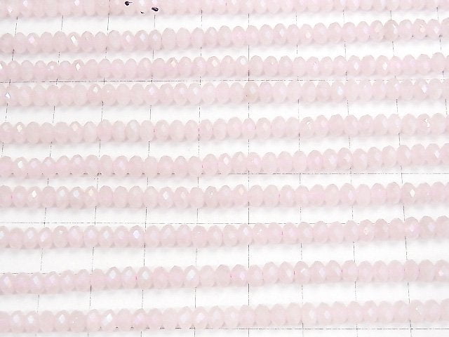 [Video] High Quality! Flash, Rose Quartz Faceted Button Rondelle 4x4x2.5mm 1-strand beads (approx. 15 inches/37 cm)