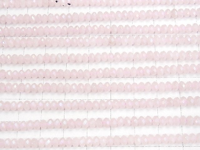 [Video]High Quality! Flash,Rose Quartz Faceted Button Roundel 4x4x3mm 1strand beads (aprx.15inch/37cm)