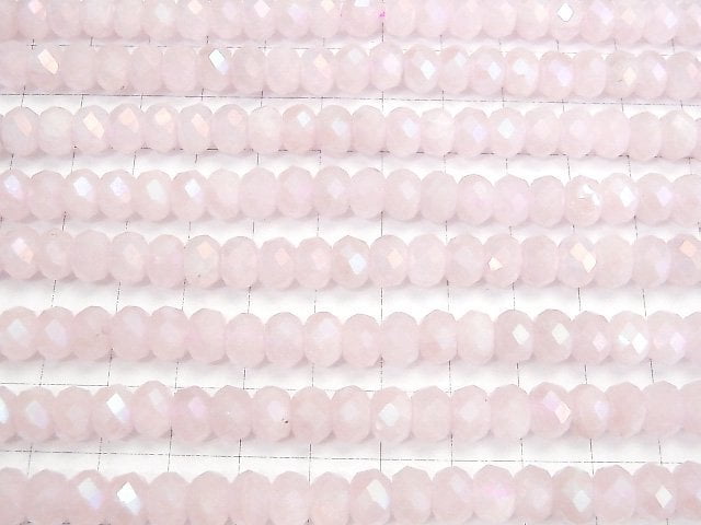 [Video]High Quality! Flash,Rose Quartz Faceted Button Roundel 8x8x5mm half or 1strand beads (aprx.15inch/37cm)