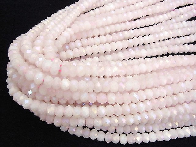 [Video]High Quality! Flash,Rose Quartz Faceted Button Roundel 8x8x5mm half or 1strand beads (aprx.15inch/37cm)