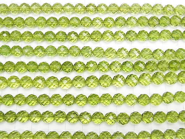 [Video] Green Amber AAA 64Faceted Round 7mm 5pcs-1strand beads (aprx.15inch / 38cm)