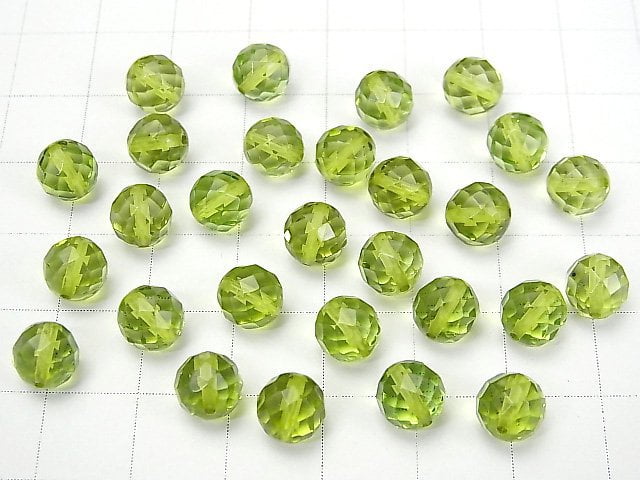 [Video] Green Amber AAA 64Faceted Round 7mm 5pcs-1strand beads (aprx.15inch / 38cm)