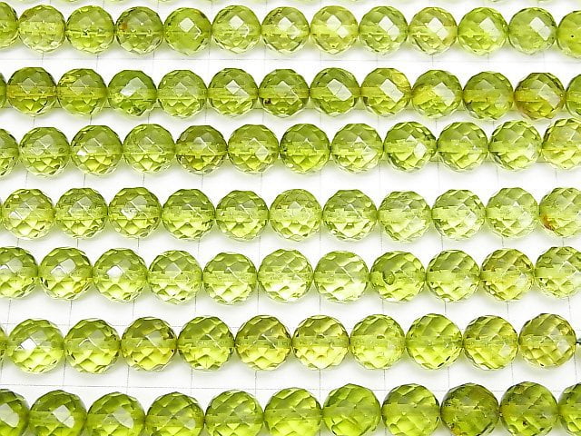 [Video] Green Amber AAA 64Faceted Round 8mm 5pcs-1strand beads (aprx.15inch / 38cm)