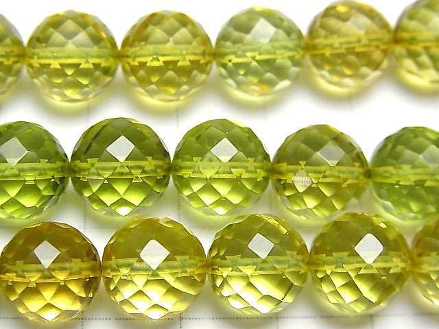 [Video] Green Amber AAA 64Faceted Round 10mm 3pcs-1strand beads (aprx.15inch / 38cm)
