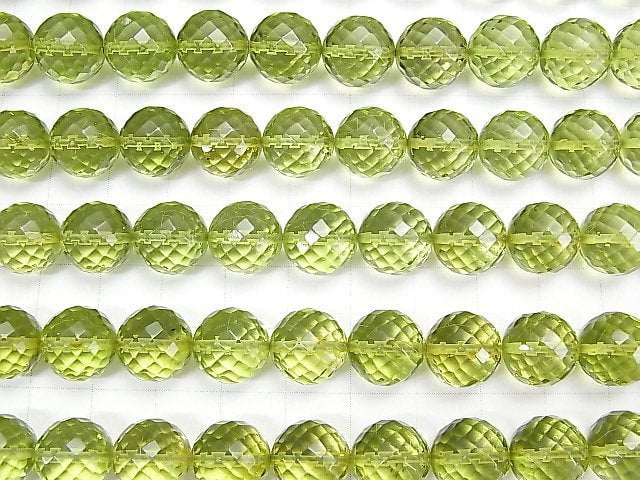 [Video] Green Amber AAA 64Faceted Round 11mm 3pcs-1strand beads (aprx.15inch / 38cm)