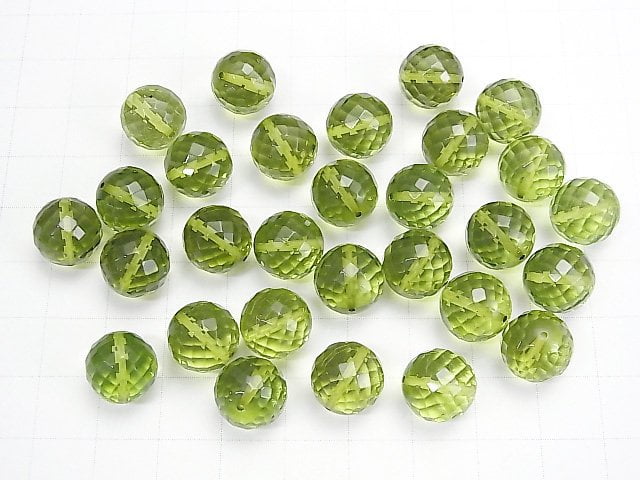 [Video] Green Amber AAA 64Faceted Round 11mm 3pcs-1strand beads (aprx.15inch / 38cm)