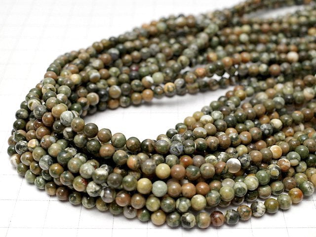 Rainforest Rhyolite  Round 4mm 1strand beads (aprx.15inch/38cm)