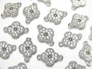 Silver925 Joint Parts Flower Motif (with CZ) 7x7x2mm Rhodium Plated 1pc