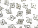 Silver925 Joint Parts Flower Motif (with CZ) 7x7x2mm Rhodium Plated 1pc